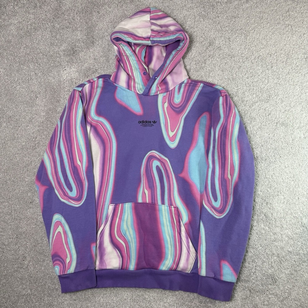 adidas Originals Hyperreal Allover Print Hoodie Mens Medium Purple Psychedelic